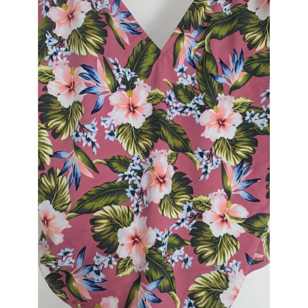 Beach Betty Swimsuit Rose Pink Floral One Piece Women's Size XL -NEW - Picture 2 of 9